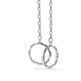 Bamboo Double Circle Buckle Silver Couple Necklace for Women